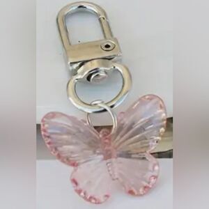BAG CHARM Butterfly Keychain Zipper Pull Pink